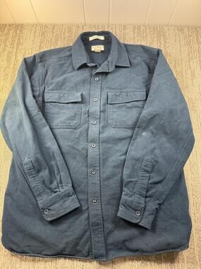 L.L. Bean Chamois Cloth Shirt Mens Large Blue Flannel Long Sleeve Button Up